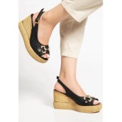 Resim Caver Siyah Cilt Dolgu Topuk Sandalet 