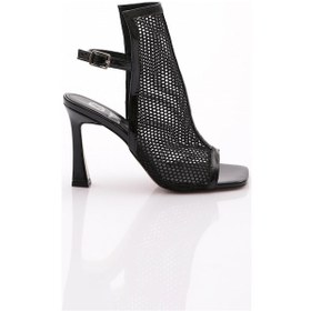 Resim Dgn 6902 Kadin Arkadan Bağlamali Topuklu Abiye Ayakkabi 6902-424-R1645 Siyah 