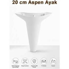 Resim Aspen 20 Cm Beyaz 4'lü Set Koltuk Baza Dolap Tv Ünitesi Yatak Odası Konsol Ayağı Beyaz 