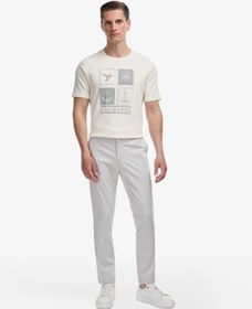 Resim Cacharel Açık Gri Slim Fit Pamuk Karışımlı Beli Lastikli Kanvas Pantolon 