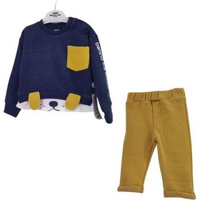 Resim Nazar Köpek Baskılı Selanik Kumaş Erkek Bebek Takım 001 