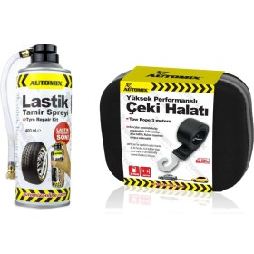 Resim Yüksek Performanslı Araç Çekme Halatı + Hızlı Müdahale Lastik Tamir Kiti | Acil Durumda Güçlü Çözüm 