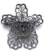 Resim Lale Model Oksitli Telkari Bayan Gümüş Broş 
