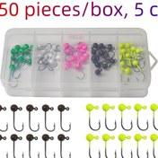 Resim Perçin ve Alabalık Balığı için 50 Yem Kancası Kutusu, Karışık Renkler 5'li Paket, Ağırlık 0.4g~1.5g (0.014oz~0.053oz) 