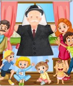 Resim Tox Büyükbaba Aile Bireyleri Keçe El Kukla T332 . Eğitici Oyuncak 