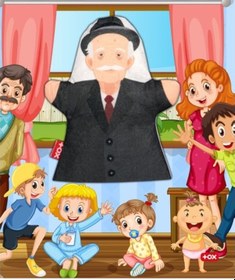 Resim Tox Büyükbaba Aile Bireyleri Keçe El Kukla T332 . Eğitici Oyuncak 