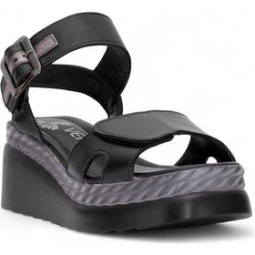 Resim Venüs 2512303 Deri Dolgu Topuk Kadın Sandalet Siyah 