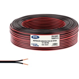 Resim 50 Metre Hoparlör ve Ses Kablosu 2x0.50 Siyah Kırmızı Çizgili 
