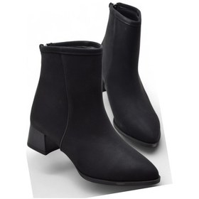 Resim 65s Günlük Arkadan Fermuarlı Kadın Topuklu Bot Ayakkabı Siyah Klasik Topuk Bot Zümrüt Siyah Siyah 