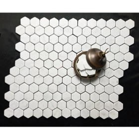 Resim Pietramosaic 2 Inch Hexagon Mugla Beyazı Eskitme Mozaik 