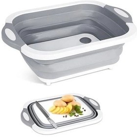 Resim Katlanabilir Süzgeçli Kesme Tahtası Ve Badya Çok Renkli 