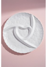 Resim Karaca Pink Love Porselen Bölmeli Sunum Tabağı Beyaz 26 Cm Beyaz 