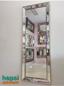 Resim Ayna Çerçeveli Model Eskitme Gümüş Renk Boy Aynası Gümüş 