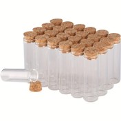Resim 24 adet/Set 2.2 cm çap 5 ml/7 ml/10 ml/14 ml/18 ml/20 ml/25 ml/30 ml şeffaf cam test tüpü ahşap tıpa küçük mini cam şişe hediye özelleştirme için 8 farklı boyut seçeneği 
