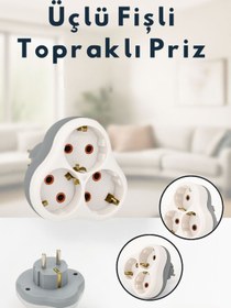 Resim Kelepir Fırsatlar 3'lü Golyat Üçlü Topraklı Fiş Priz 