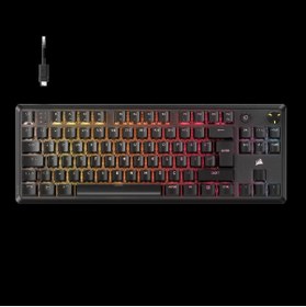 Resim Corsair K70 CORE TKL RGB MLX Red V2 Switch Mekanik Türkçe Siyah Kablolu Gaming Klavye 