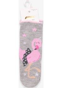 Resim Katamino Breeze Kız Çocuk Soket Çorap Balerin Flamingo Desenli Gri (1-2-9-10 Yaş) 