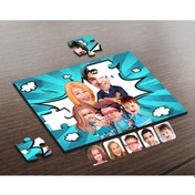 Resim Kişiye Özel Aile Karikatürlü Ahşap Puzzle-7 