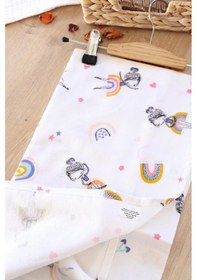 Resim Kız Erkek Bebek Unisex Pazen Kundak Battaniye Stl6595 Beyaz - Fuşya 