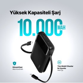 Resim Ttec Recharger Pro LCD 10.000MAH Pd 22,5W Lightning ve Usb-Cdahili Kablolu Taşınabilir Hızlı Şarj Al 