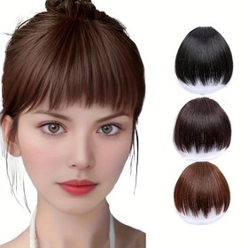 Resim Kadınlar İçin Klipsli Perçem Peruk, Moda Düz Saç, Yüksek Sıcaklık Elyafı, Temel Stil, Kavisli Klipsli Saç Aksesuarları 