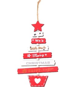 Resim Hfambition Kırmızı Ahşap Noel Süsü - 22.5x13cm Dekoratif Aksesuar 