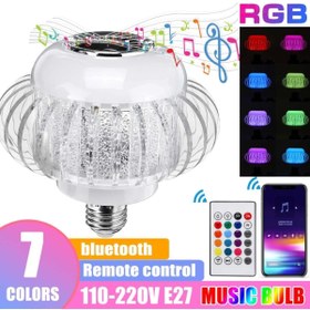 Resim Bluetooth Led Ampul Hoparlör Kumandalı Kablosuz Rgb Ses Bombası Kristal Lamba 