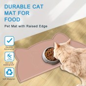 Resim 1 adet Kedi Başlı Köpek Besleme Matı, Zemin için Silikon Pet Yemek Matı Kaymaz Su Geçirmez Köpek Kase Matı Yükseltilmiş Kenar ile 