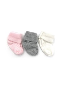Resim Bbs Kıvrık 3'lü Bebe Çorap 120 Pembe-gri 