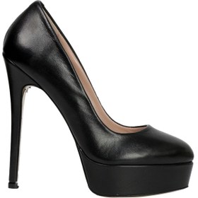 Resim OZ DOROTHY Siyah Platform Topuklu Deri Ayakkabı 