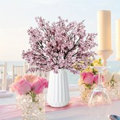 Resim Vazöz için 1Pc Yapay Kiraz Çiçeği Dalları, Plastik Sahte Sakura, Ev Dekorasyonu için Tüm Mevsim Çiçek Düzeni, Düğün, Nişan, Noel, Cadılar Bayramı, Şükran Günü, Sevgililer Günü için Çok Yönlü Dekorasyon, Konteyner olmadan Masaüstü Gösterim 