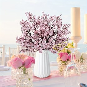 Resim Vazöz için 1Pc Yapay Kiraz Çiçeği Dalları, Plastik Sahte Sakura, Ev Dekorasyonu için Tüm Mevsim Çiçek Düzeni, Düğün, Nişan, Noel, Cadılar Bayramı, Şükran Günü, Sevgililer Günü için Çok Yönlü Dekorasyon, Konteyner olmadan Masaüstü Gösterim 