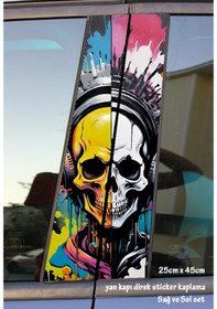 Resim Dj İskelet Sticker Yan Kapı Direk Kaplama 2li Sol Sağ Takım Yapıştırma 