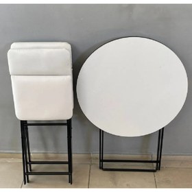 Resim Tubix Masa Sandalye Katlanır Bistro Takımı 60cm Çam Desenli 