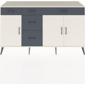Resim Kronos Konsol 2 Raflı 5 Çekmeceli 3 Kapaklı 176x59x99 Aytaşı-aytaşı/antrasit Aytası/antrasıt - Aytası 