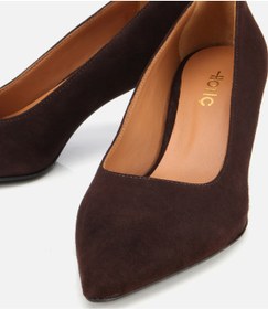 Resim Hotiç Kadın Süet Deri Kahverengi Esnek Tabanlı İnce Topuklu Stiletto 