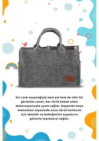 Resim Çok Amaçlı Kalın Keçe Anne Bebek Bakım Çantası Pratik Düzenleyici Organizeri Gri 