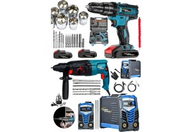 Resim Lieber German Kaynakcı Set 200 Amper Soğutma Invertör Kaynak 2.28 Kırıcı Delici Hilti & 2x Akülü Vidalama Matkap 
