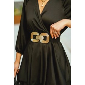 Resim Fiori Gold Tokalı Geçmeli Elastik Kadın Kemeri, Ceket Kemeri, Gömlek Kemeri, Elbise Kemeri 