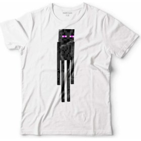 Resim Kendim Seçtim Mınecraft Enderman Ender Man Çocuk Tişört Beyaz 