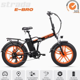 Resim Stradacycles Strada Cycles E-Bro Hidrolik Disk Fat Bike Katlanabilir 20 Jant Elektrikli Bisiklet 
