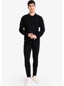 Resim Defacto Regular Fit Polo Yaka Yarım Fermuarlı Sweatshirt F2254ax25wnbk81 Siyah-bk81 