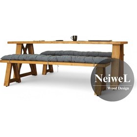 Resim Neiwel Dios Doğal Ahşap Banklı Toplantı Masasıı x 100 x 260 Açık Ceviz 