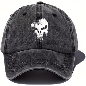 Resim Klasik Kafatası Baskılı Koyu Renk Beyzbol Şapkası - %100 Viskon Hafif Bisikletçi Rock Tarzı Erkek ve Kadınlar İçin, Edgy Günlük Giyim, Öğretmenler Günü, Mezuniyet ve Okula Dönüş Sezonu 