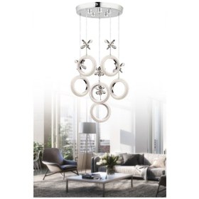 Resim İstanbul Avize Halka 6'lı Gümüş Kumandalı 3 Renk Led Lüx Ledli Avize 