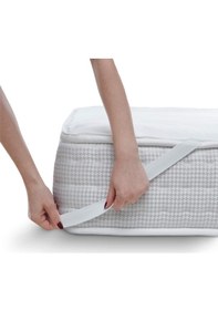 Resim Ekonomik Tela Kumaş Köşe Lastikli Çift Kişilik Sıvı Geçirmez Alez Beyaz 