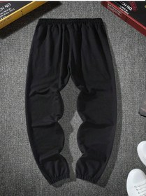 Resim Sporsity Letter Graphic Drawstring Waist Eşofman Altı Siyah 