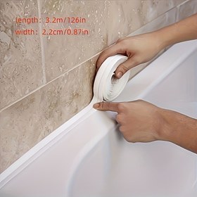 Resim 1 Rulo, Mutfak ve Banyo için Kendinden Yapışkanlı Sızdırmazlık Bandı - Su Geçirmez, Küf Önleyici, Yağ Geçirmez Derz Şeridi - Lavabo, Tuvalet ve Duş Kenarları için - 2,21 cm Genişlik 