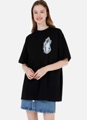 Resim Comfort Fit Yuvarlak Yaka Kadın Siyah Kısa Kol Tişört Colin's