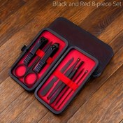 Resim 8 adet Lüks Manikür ve Pedikür Seti - Paslanmaz Çelik Tırnak Makasları Tırnak Tırnak Modern Siyah Kırmızı Bakım Araçları Seyahat Kılıfı Sweetheless Düz Kenar için Hassas El ve Ayak Bakımı Tırnak Aksesuarları 